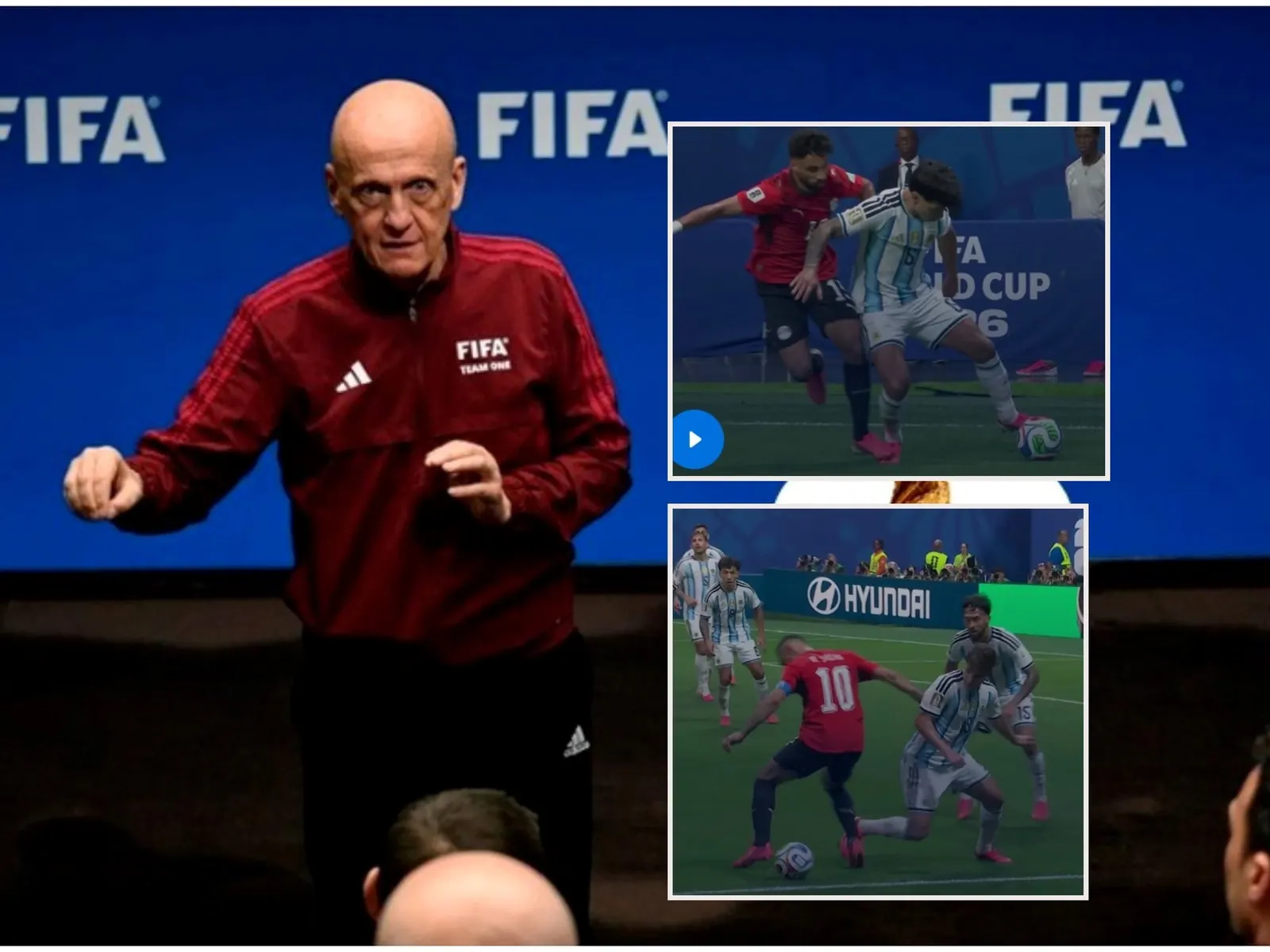 Pierluigi Collina, head of FIFA referees, speaking at a press conference.