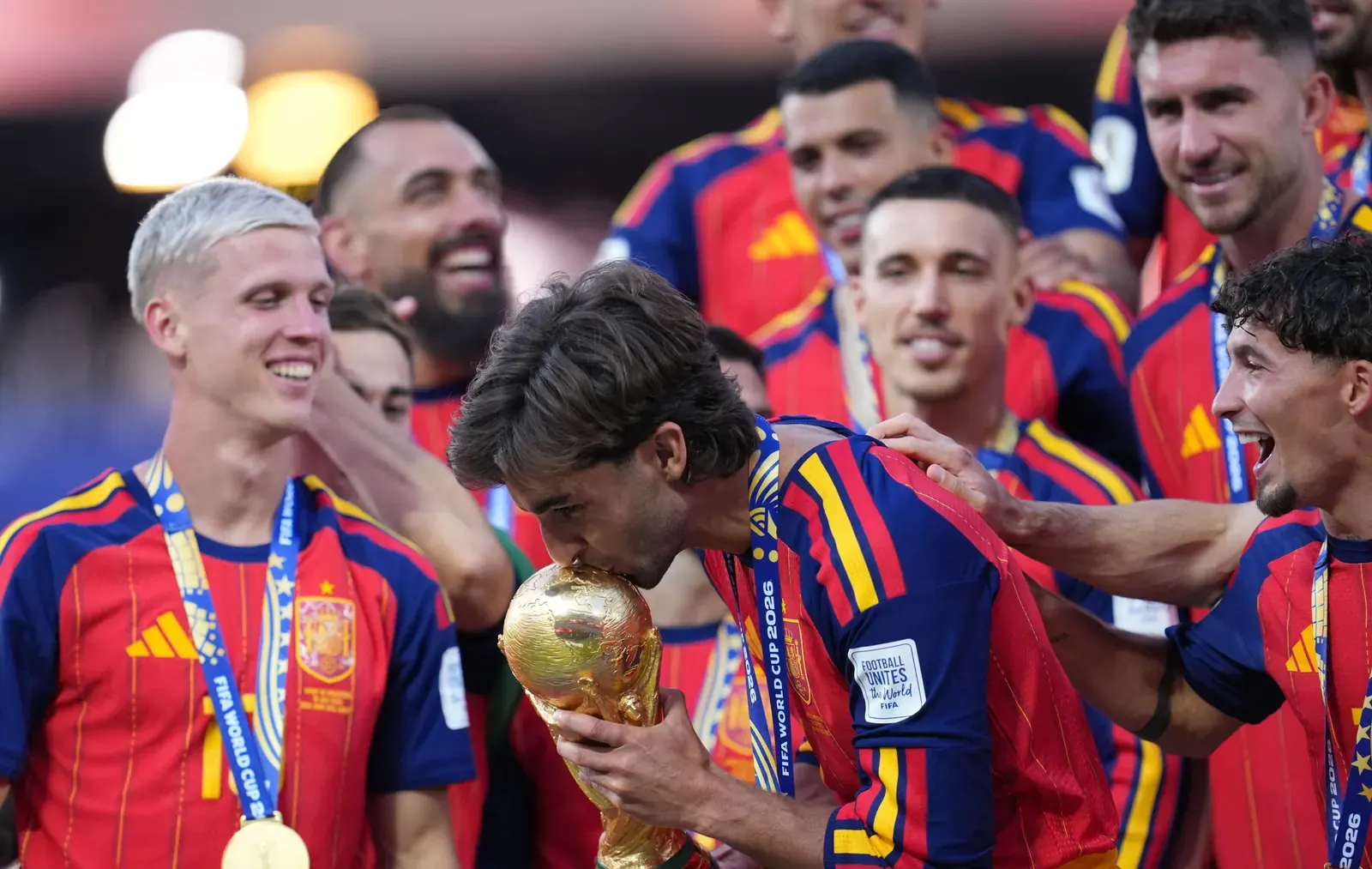 Ferran Torres celebrating his goal in the FIFA World Cup 2026 final against Argentina