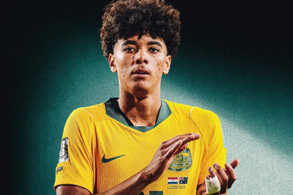 Lucas Herrington in action during a 2026 World Cup match for Australia