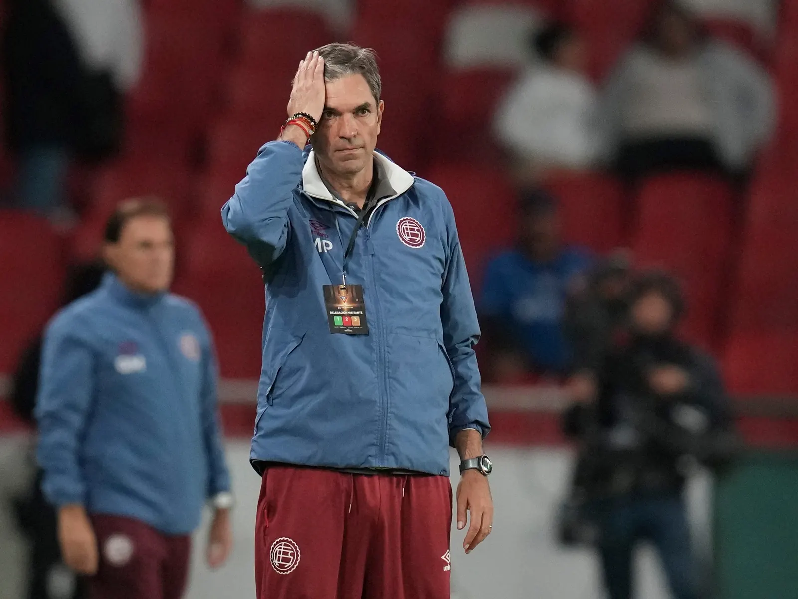 Lanús players at La Fortaleza during a Copa Sudamericana match