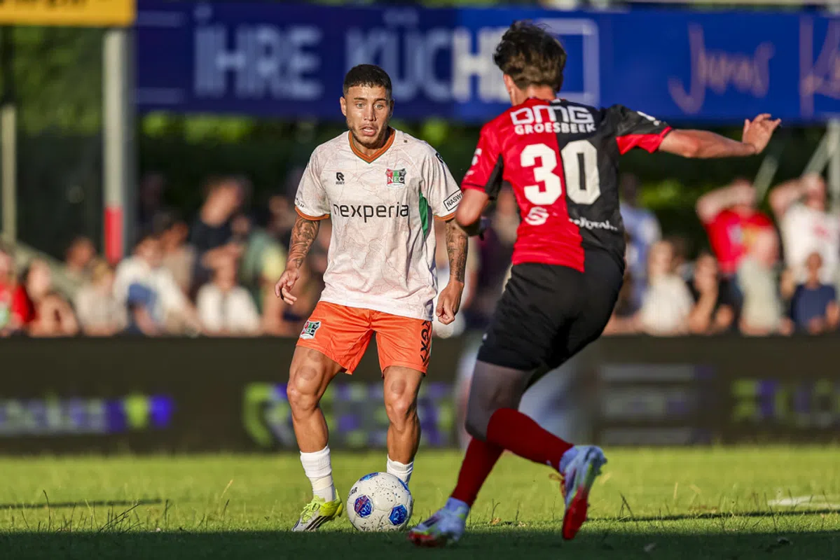 Players from De Treffers and NEC Nijmegen in pre-season friendly action.