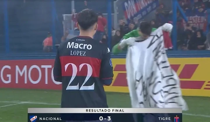 Tigre Fans Display Malvinas Banner During Copa Sudamericana Win in Uruguay