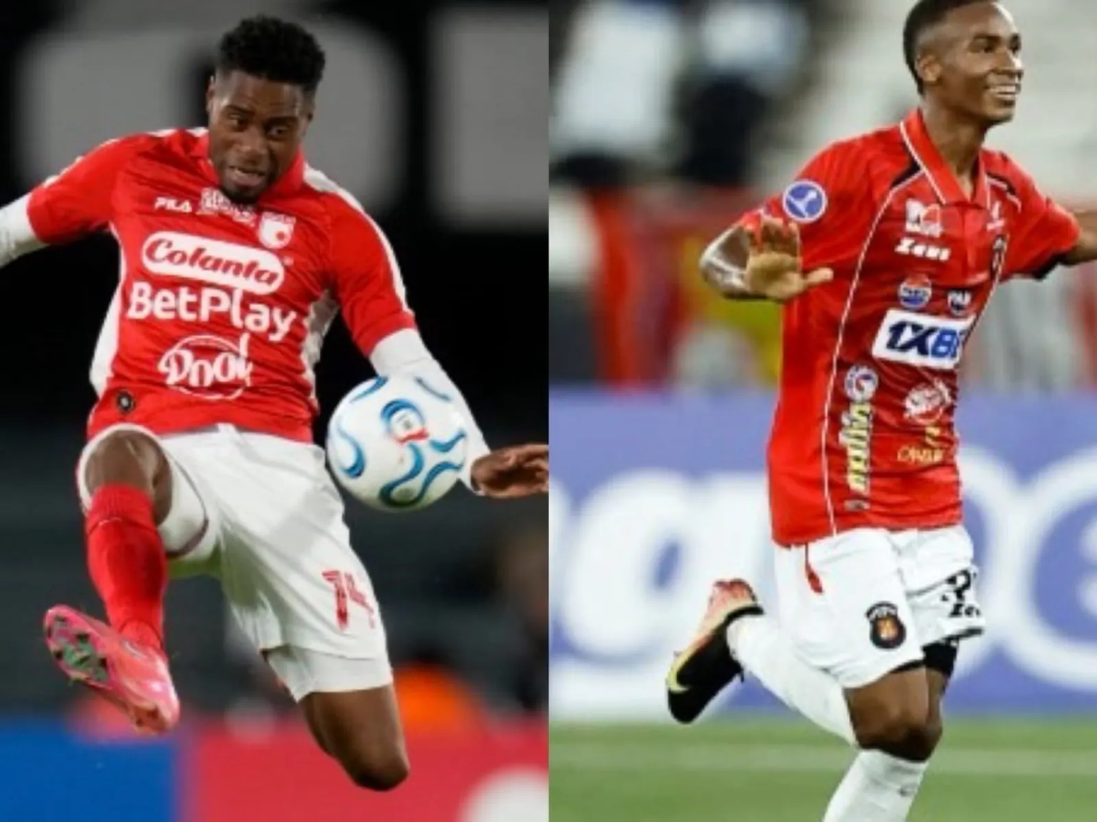 Independiente Santa Fe players during a continental football match in Bogotá