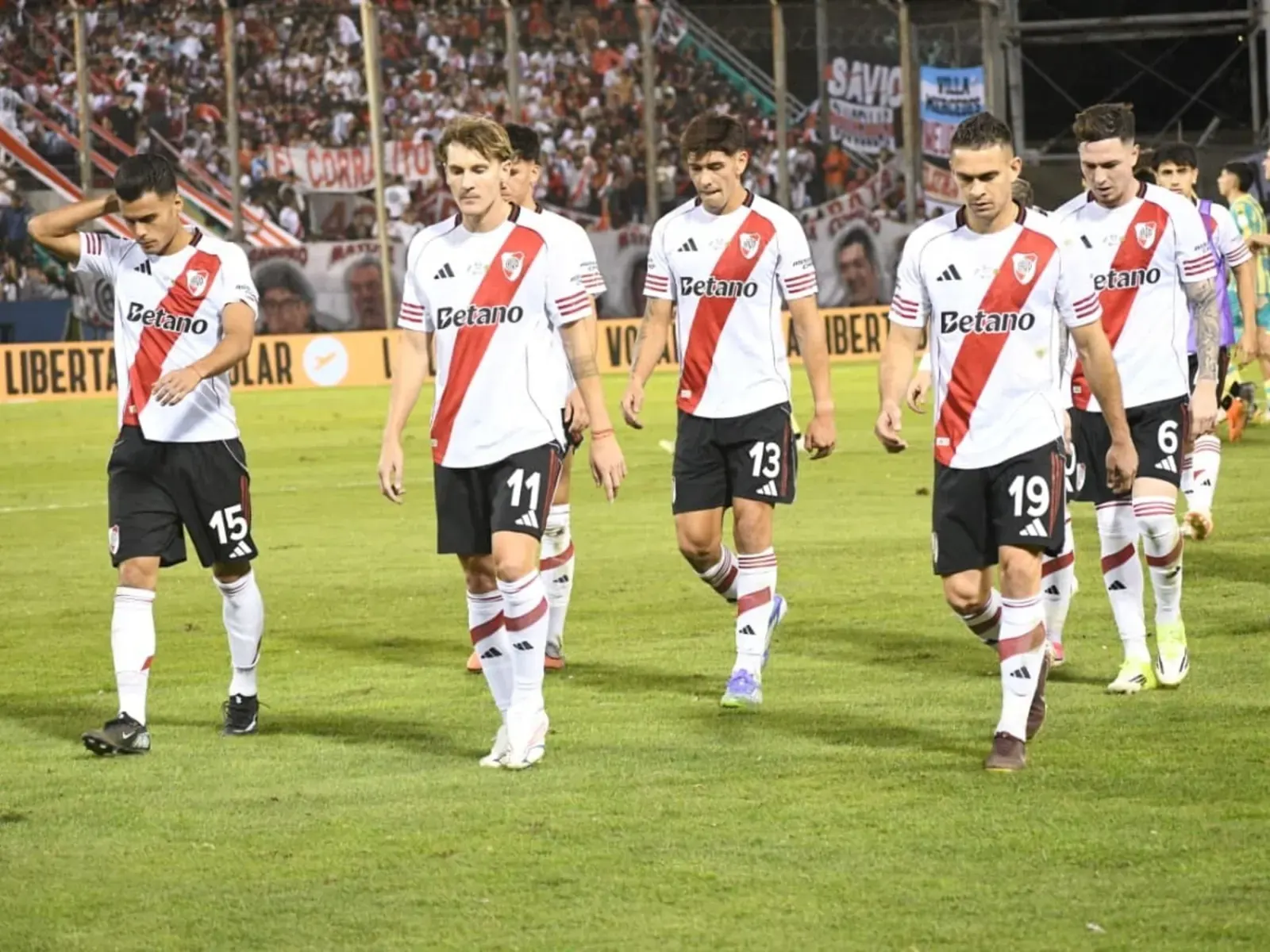 River Plate players celebrating a goal on the field