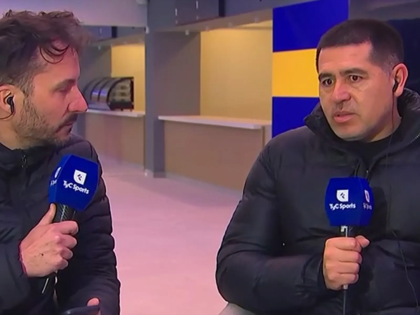 Juan Román Riquelme speaking as Boca Juniors president