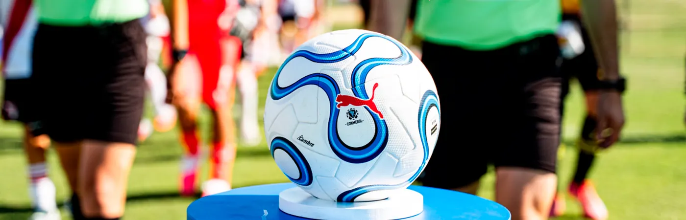Youth players compete on the opening day of Fiesta CONMEBOL Evolución 2026 at Parque Guasu in Asunción, Paraguay