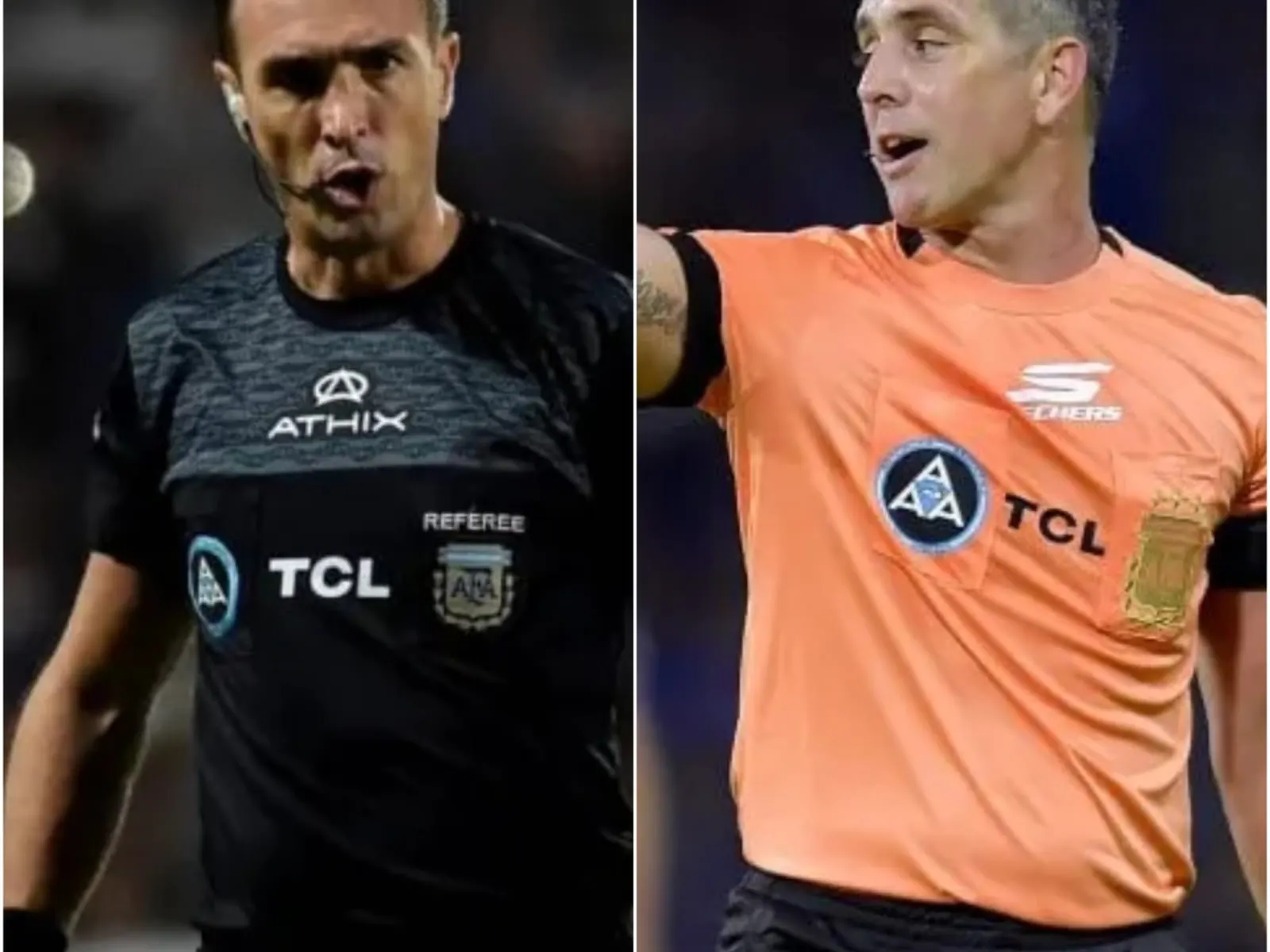 Argentine referee Fernando Echenique officiating a football match in Argentina's Primera Nacional division